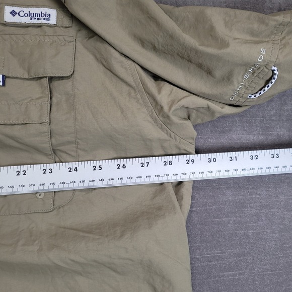 Columbia PFG Long Sleeve Fishing Shirt Khaki Omni Shade XXL 2XT - Picture 3 of 9